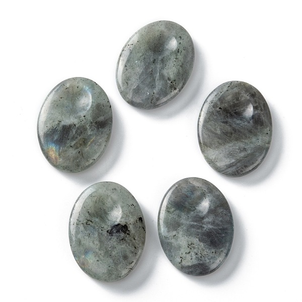 PandaHall Natural Labradorite Massage, Thumb Worry Stone for Anxiety Therapy, Oval, 40.5~41x30.5~31x8~9mm Labradorite Oval
