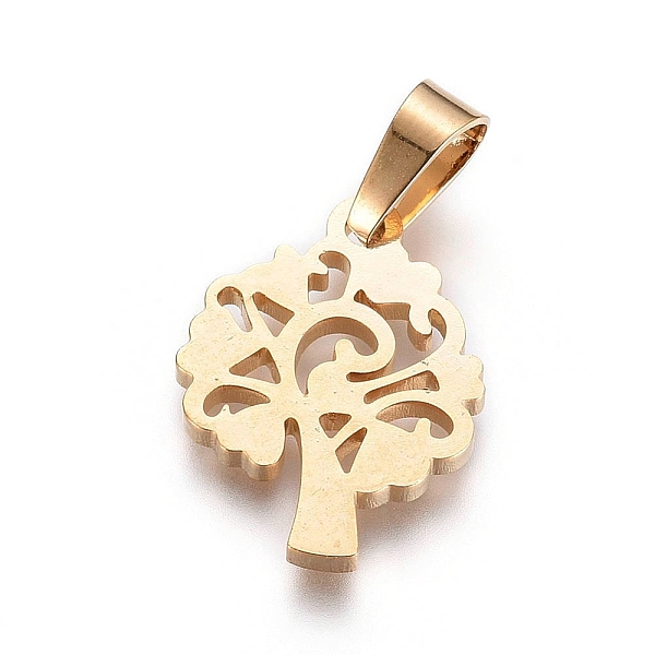 

PandaHall 304 Stainless Steel Pendants, Tree, Golden, 16x13.4x1.3mm, Hole: 6x3mm 304 Stainless Steel Tree