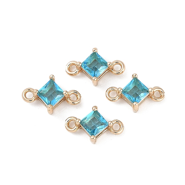 Breloques connecteurs en laiton pavé de losanges en verre