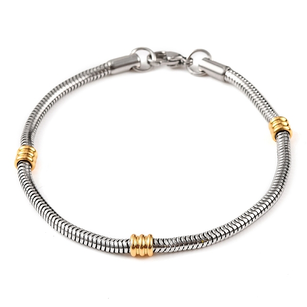 

PandaHall 304 Stainless Steel Round Snake Chain Bracelets for Women, Golden & Stainless Steel Color, 8-1/4 inch(21.1cm) 304 Stainless Steel