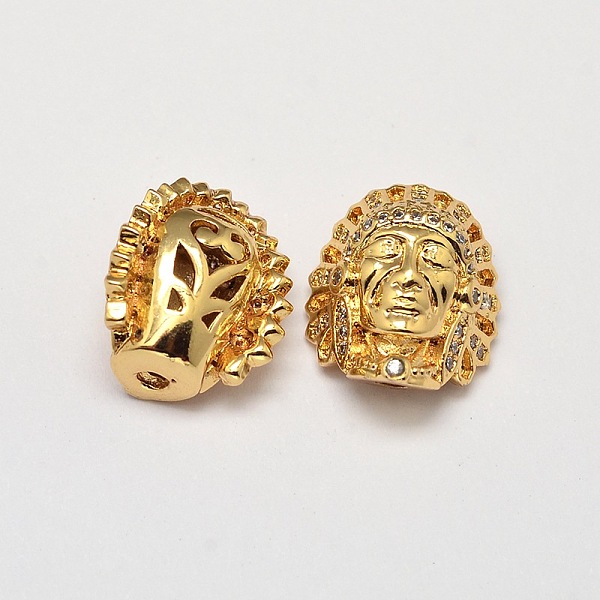 

PandaHall Indian Brass Micro Pave AAA Cubic Zirconia Beads, Cadmium Free & Nickel Free & Lead Free, Hollow, Golden, 14x12.5x8mm, Hole: 1mm...