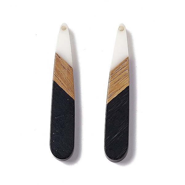 

PandaHall Opaque Resin & Walnut Wood Pendants, Teardrop Charms, Black, 44x7.5x3.5mm, Hole: 1.5mm Resin+Wood Teardrop Black