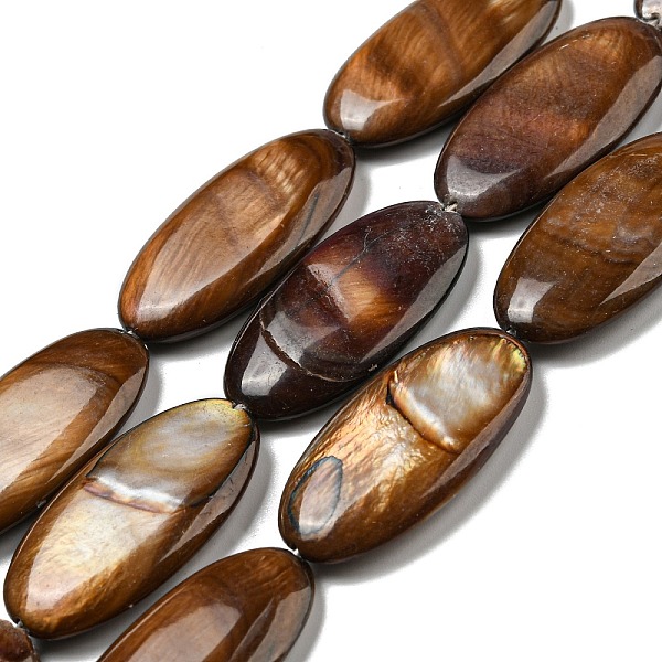 

PandaHall Dyed Natural Freshwater Shell Beads Strands, Oval, Saddle Brown, 31x15x5mm, Hole: 0.8mm, about 13pcs/strand, 15.83 inch(40.2cm)...