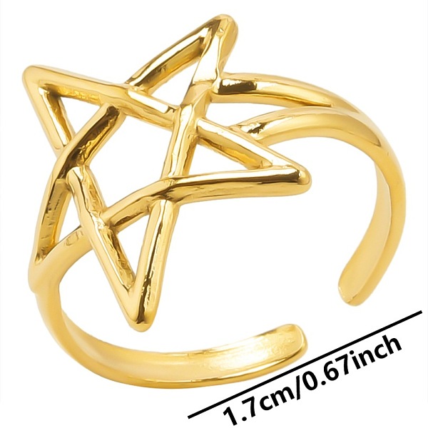

PandaHall Stainless Steel Star Open Cuff Ring Women, Golden Other Star