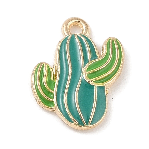 

PandaHall Alloy Enamel Pendants, Light Gold, Cactus Charm, Light Sea Green, 16.5x13x2.5mm, Hole: 1.4mm Alloy+Enamel Cactus
