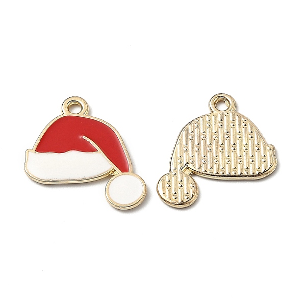 

PandaHall Alloy Enamel Pendants, for Christmas, Christmas Hat, Golden, Red, 21x19x1.4mm, Hole: 1.8mm Alloy+Enamel Hat Red