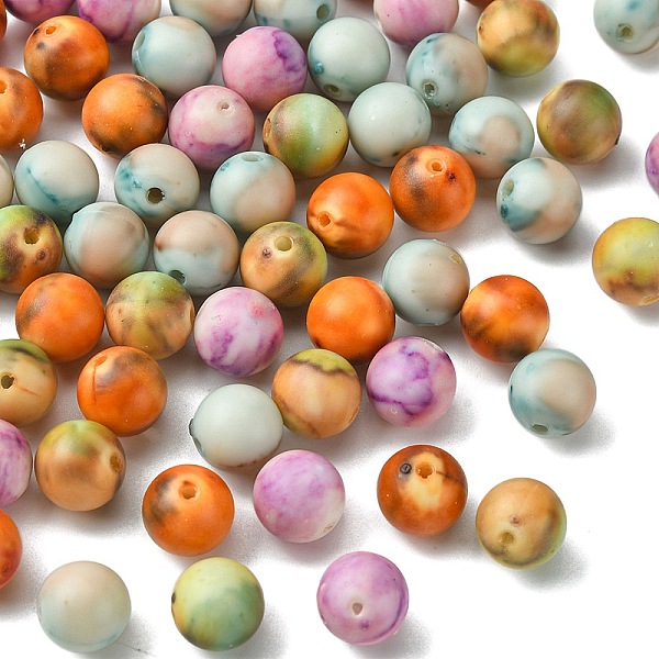 

PandaHall Baking Paint Acrylic Beads, Round, Matte, Mixed Color, 10x9.5mm, Hole: 1.5mm, about 100pcs/55g Acrylic Round Multicolor