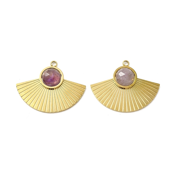

PandaHall Natural Amethyst Pendants, Faceted Fan Charms, with Vacuum Plating Real 18K Gold Plated 201 Stainless Steel Findings, 19x24x4mm...