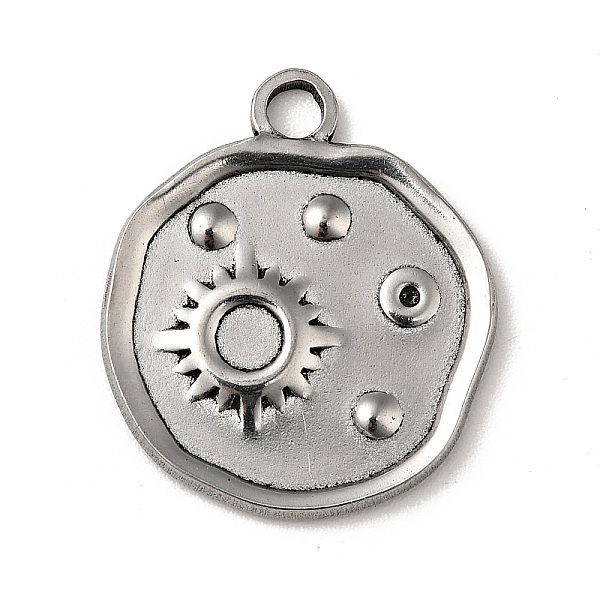 

PandaHall Tibetan Style 304 Stainless Steel Pendant Rhinestone Settings, Flat Round with Sun Pattern Charms, Antique Silver, 21x18x1.5mm...