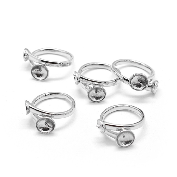 

PandaHall Brass Finger Ring Components, For Half Drilled Beads, Adjustable, Platinum, 16mm Brass