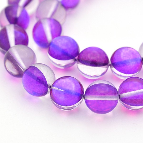 

PandaHall Round Synthetic Moonstone Beads Strands, Holographic Beads, Dyed, Dark Orchid, 8mm, Hole: 1mm, about 45~47pcs/strand, 14~15 inch..., Purple