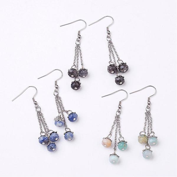 

PandaHall Natural Gemstone Dangle Earrings, with Stainless Steel Earring Hooks, 64mm, Pin: 0.8mm Mixed Stone