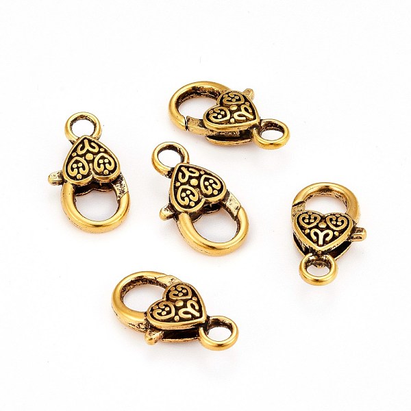 

PandaHall Tibetan Style Heart Lobster Claw Clasps, Cadmium Free & Lead Free, Mother's Day Jewelry Making, Antique Golden, about 25.5mm long...
