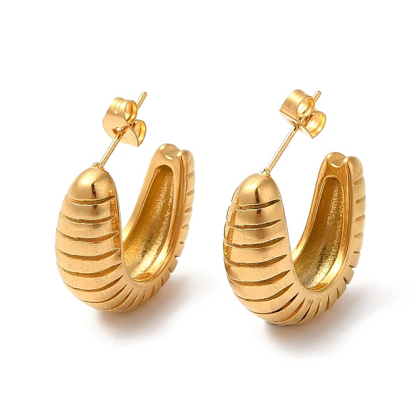 

PandaHall Ion Plating(IP) 304 Stainless Steel Arch Stud Earrings, Real 18K Gold Plated, 23.5x8.5mm 304 Stainless Steel Arch