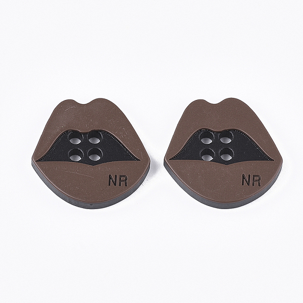 

PandaHall 4-Hole Resin Buttons, Lip, Sienna, 29.5x30x4.5mm, Hole: 3mm Resin Lip Brown