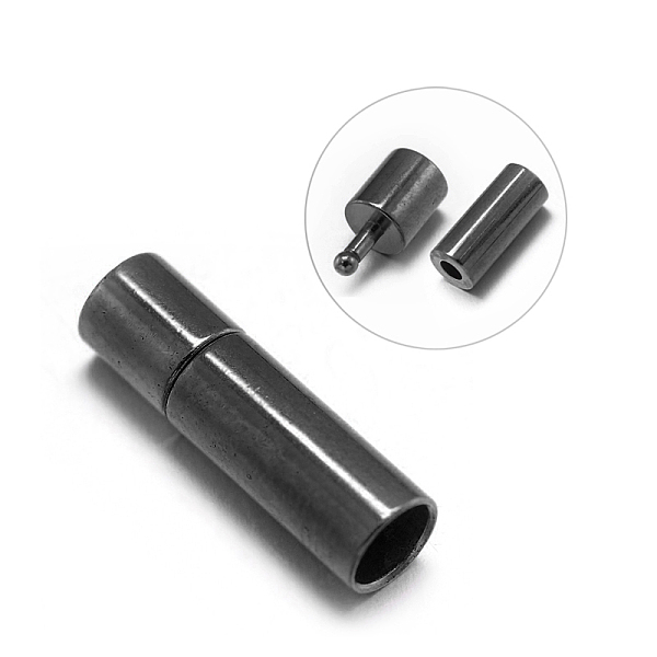 

PandaHall Tube Brass Bayonet Clasps, Nickel Free, Gunmetal, 17.5x5mm, Hole: 4mm Brass