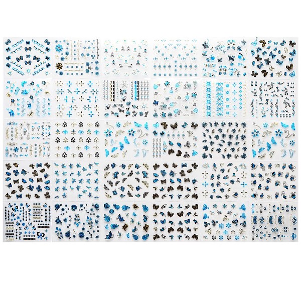 

PandaHall Nail Art Stickers Decals, Self-adhesive, for Nail Tips Decorations, Butterfly Pattern, Blue, 63x53mm, 30sheets/set Plastic...