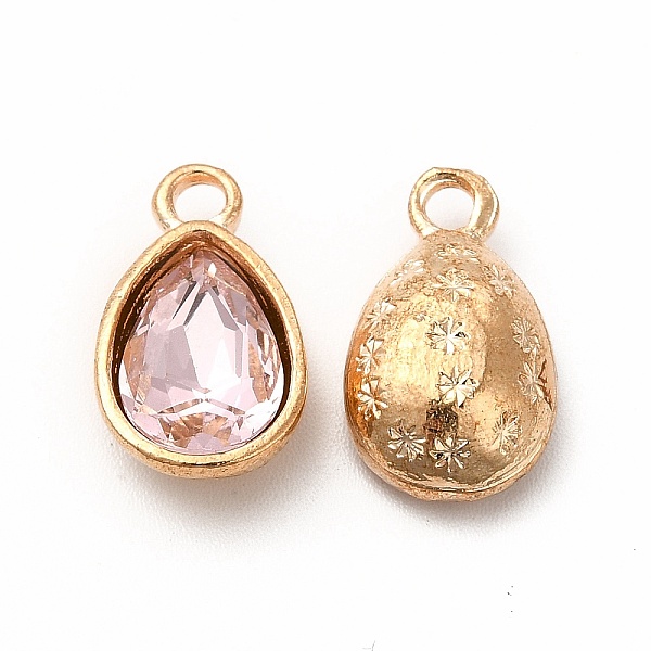 

PandaHall Faceted Glass Rhinestone Pendants, with Golden Tone Zinc Alloy Findings, Teardrop Charms, Pink, 15x9x5mm, Hole: 2mm Alloy+Glass...