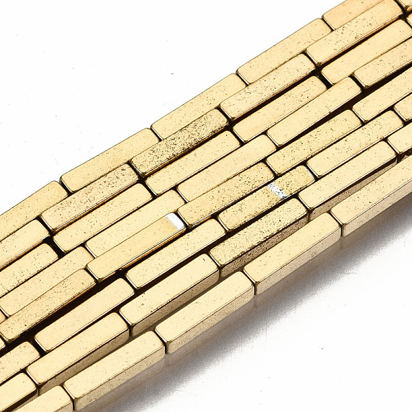 

PandaHall Electroplate Non-magnetic Synthetic Hematite Beads Strands, Cuboid, Real 18K Gold Plated, 6x1.5x1.5mm, Hole: 0.8mm, about...