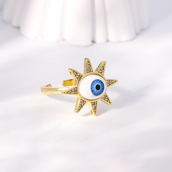 

PandaHall Evil Eye Stainless Steel Open Cuff Rings for Women, Golden, Sun, No Size Stainless Steel Sun