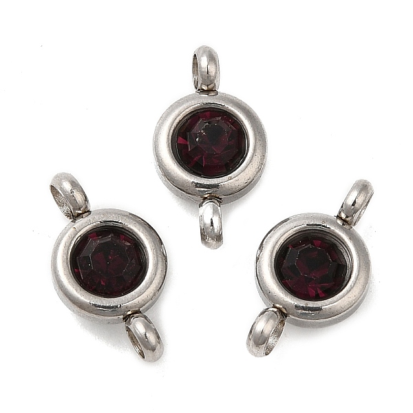 

PandaHall 304 Stainless Steel Single Rhinestone Connector Charms, Flat Round Links, Stainless Steel Color, Amethyst, 12x6.5x4mm, Hole: 2mm..., Purple