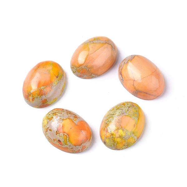 

PandaHall Synthetic Imperial Jasper Cabochons, Oval, Dyed, 18~18.5x13~13.5x6~6.5mm Imperial Jasper Oval