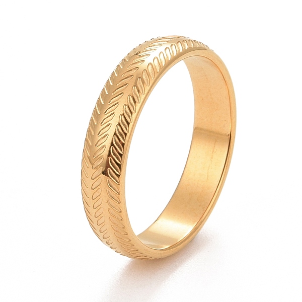 Ионное покрытие (ip) 304 плоское кольцо из нержавеющей стали с листовым узором для женщин