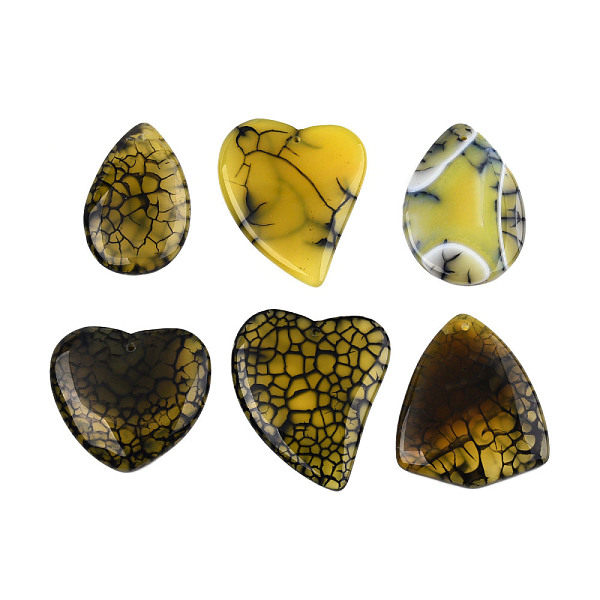 

PandaHall Natural Crackle Agate Big Pendants, Dyed, Mixed Shapes, Pale Goldenrod, 53.5~64.5x33.5~41x5.5~6mm, Hole: 2mm Crackle Agate Mixed..., Orange