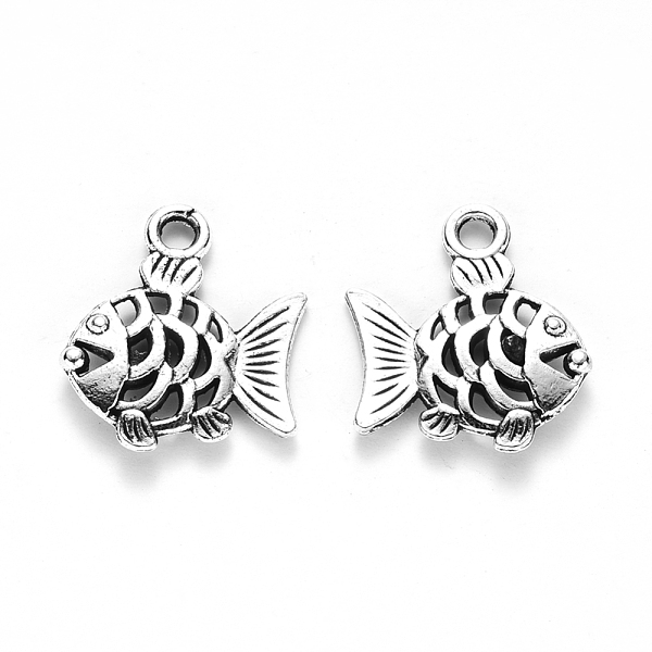 

PandaHall Tibetan Style Alloy Pendants, Fish, Lead Free, Antique Silver, 17x15.5x2.5mm, Hole: 2mm, about 607pcs/626g Alloy Fish