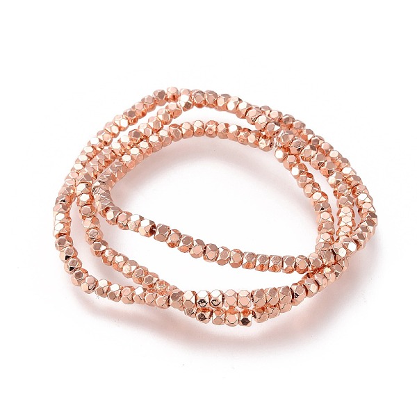 

PandaHall Electroplated Non-magnetic Synthetic Hematite Beads Strands, Long-Lasting Plated, Rondelle, Faceted, Rose Gold Plated, 3x2mm, Hole...