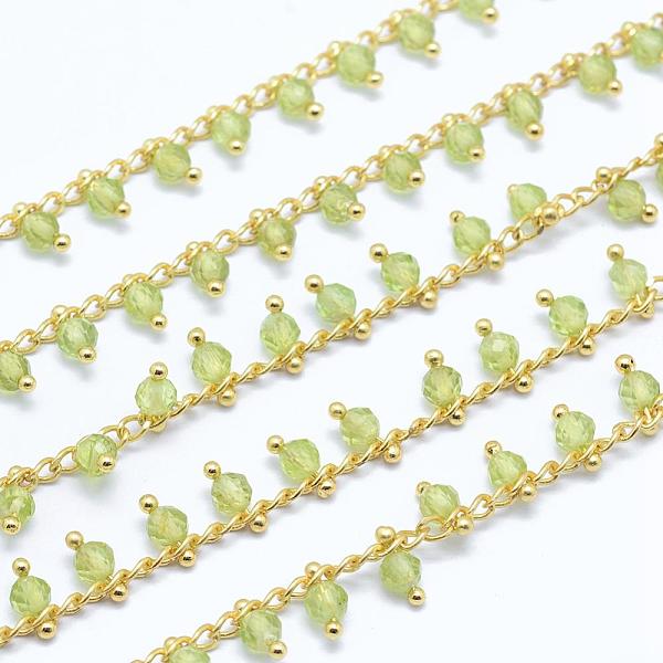 

PandaHall Natural Peridot Handmade Beaded Chains, Soldered, Lead Free & Cadmium Free, with Brass Findings, Real 18K Gold Plated...