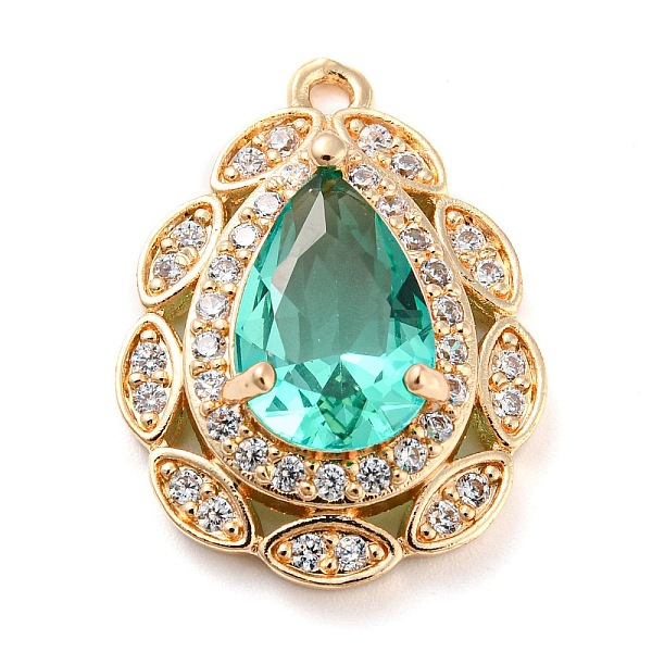 

PandaHall Golden Brass Micro Pave Cubic Zirconia Pendants, with Glass, Teardrop Charms, Green, 23x17x7mm, Hole: 1.5mm Brass+Glass Teardrop...