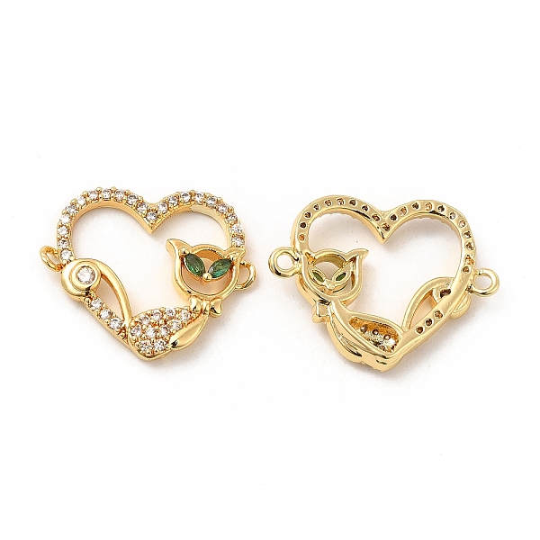 

PandaHall Brass Micro Pave Cubic Zirconia Connector Charms, Heart Links with Cat, Golden, Green, 18x23x3mm, Hole: 1.4mm Brass+Cubic Zirconia...