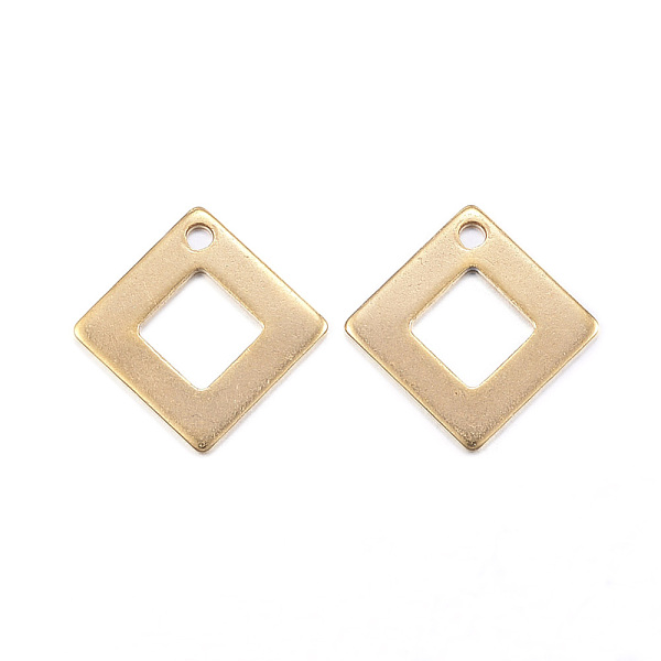 

PandaHall Ion Plating(IP) 304 Stainless Steel Charms, Rhombus, Golden, 14x14x0.8mm, Hole: 1mm 304 Stainless Steel Rhombus