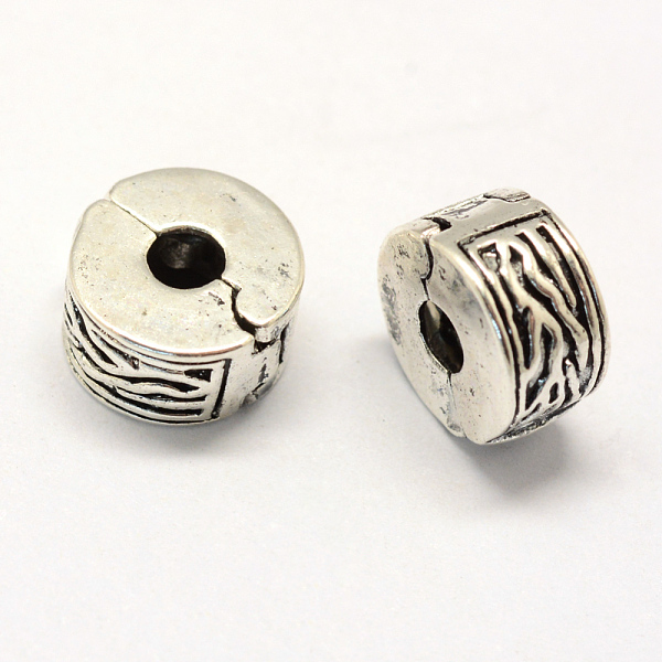 

PandaHall Alloy European Style Clasps, Column, Antique Silver, 10x5.5mm, Hole: 3mm Alloy Column