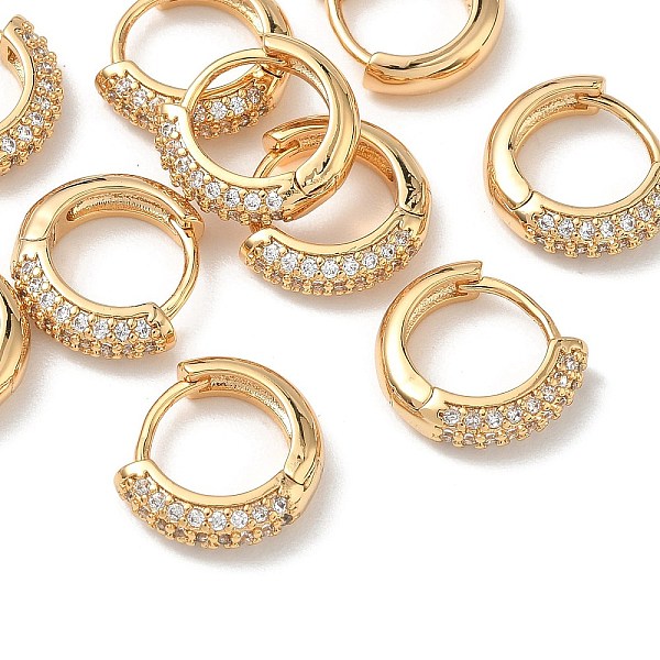 SHEGRACE Brass Micro Pave Cubic Zirconia Huggie Hoop Earrings