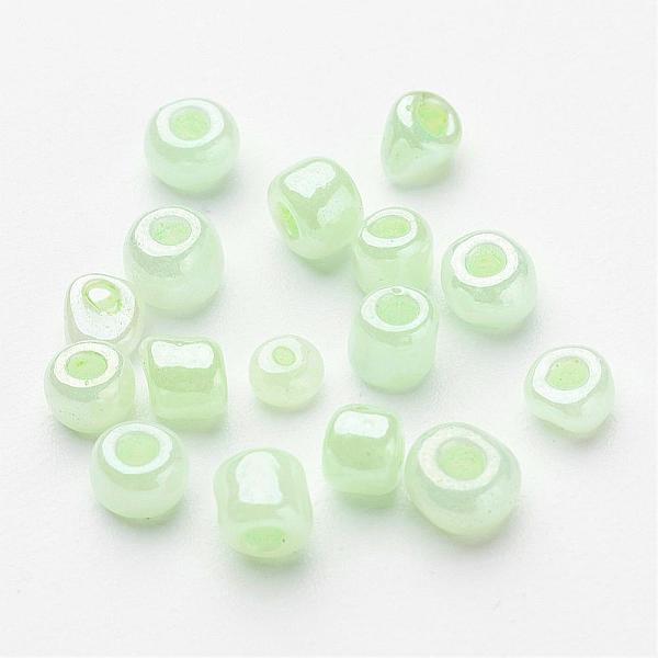 

PandaHall DIY Craft Beads 6/0 Ceylon Round Glass Seed Beads, Pale Green, Size: about 4mm in diameter, hole:1.5mm, about 495pcs/50g Glass...