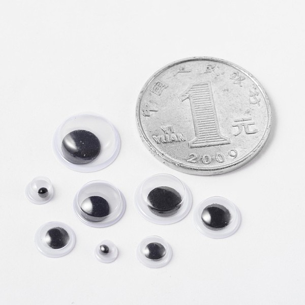 フラットラウンド黒＆白のプラスチックウィグル動眼のカボションDIYのスクラップブック作り工芸品のおもちゃのアクセサリー