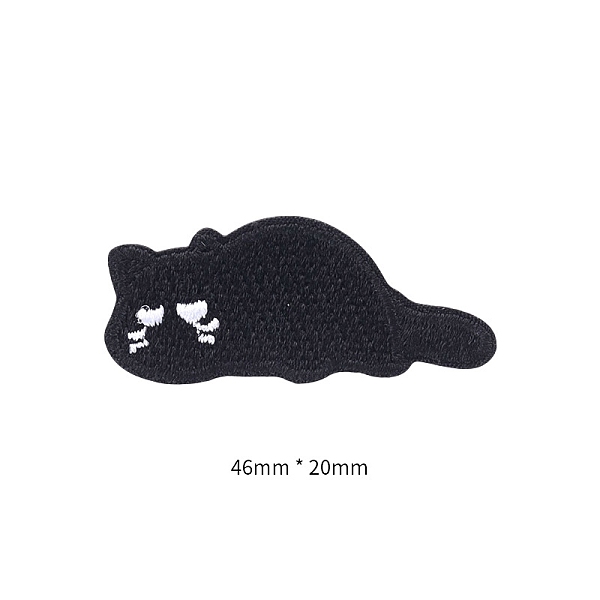 

PandaHall Computerized Embroidery Cloth Self Adhesive Patches, Stick On Patch, Costume Accessories, Appliques, Cat Shape, Black, 46x20mm...