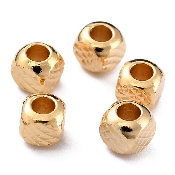 

PandaHall Long-Lasting Plated Brass Beads, Textured Beads, Cube, Real 24K Gold Plated, 4x4mm, Hole: 2mm Brass Cube