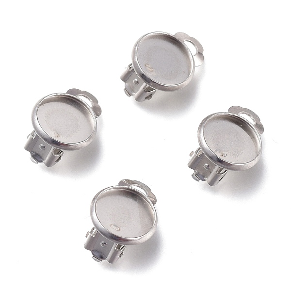 

PandaHall 304 Stainless Steel Clip-on Earring Setting, Flat Round, Stainless Steel Color, 16.5x11.5x8mm, Hole: 3mm, Tray: 10mm 304 Stainless...