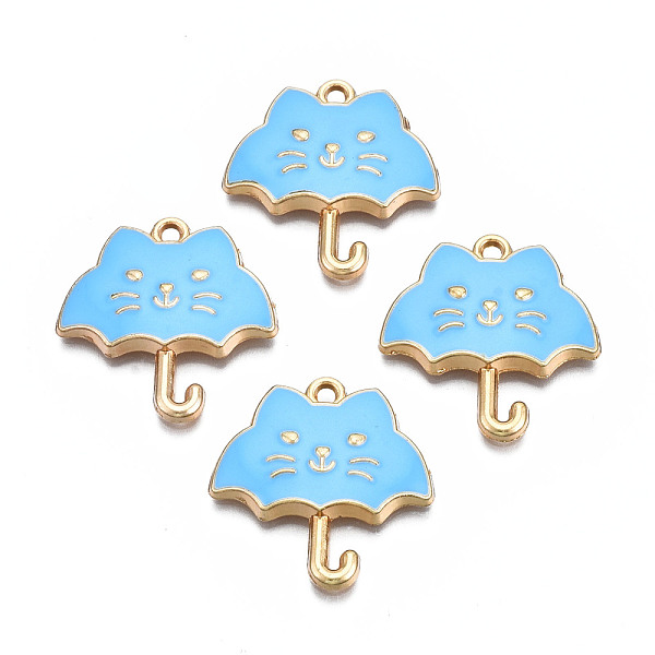 

PandaHall Rack Plating Alloy Enamel Pendants, Cadmium Free & Nickel Free & Lead Free, Umbrella, Deep Sky Blue, 24x23x3mm, Hole: 1.5mm...