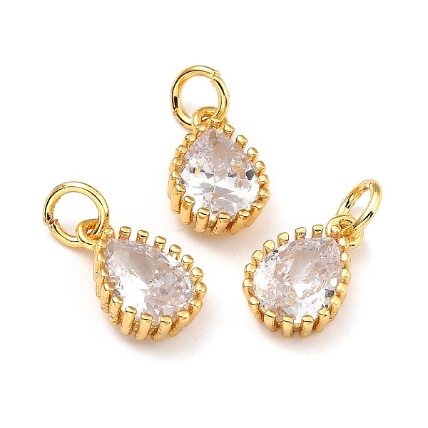 

PandaHall Brass Micro Pave Cubic Zirconia Pendants, Real 18K Gold Plated, Long-Lasting Plated, Teardrop, Clear, 12x7.5x3.5mm, Hole: 3mm...