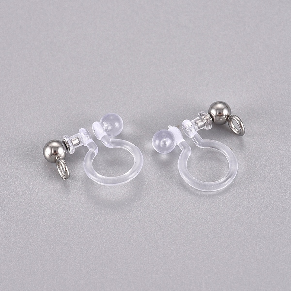 

PandaHall 304 Stainless Steel and Plastic Clip-on Earring Findings, Stainless Steel Color, 11x11x3mm, Hole: 1.8mm 304 Stainless Steel Clear