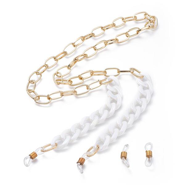 

PandaHall Eyeglasses Chains, Neck Strap for Eyeglasses, with Aluminum Paperclip Chains, Acrylic Curb Chains and Rubber Loop Ends, Light Gold...