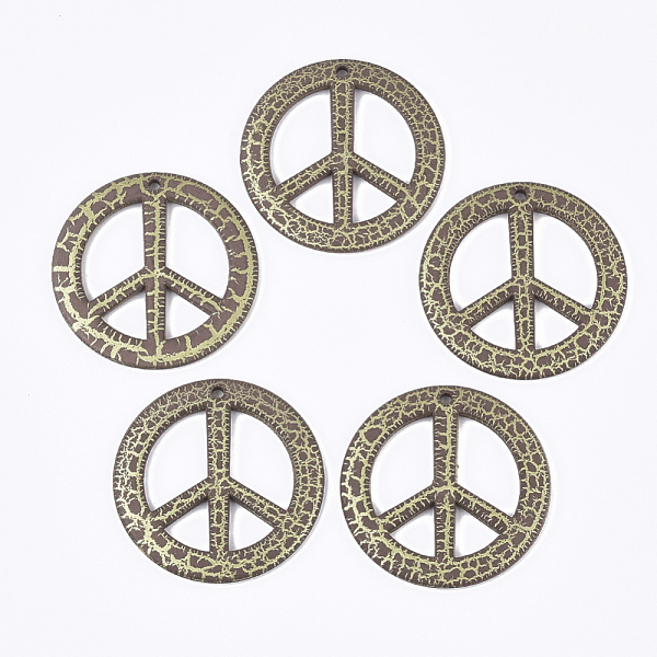 

PandaHall Acrylic Big Pendants, Peace Sign, Spray Painted & Crackle, Camel, 50x3.5mm, Hole: 2.5mm Acrylic Peace Sign Brown