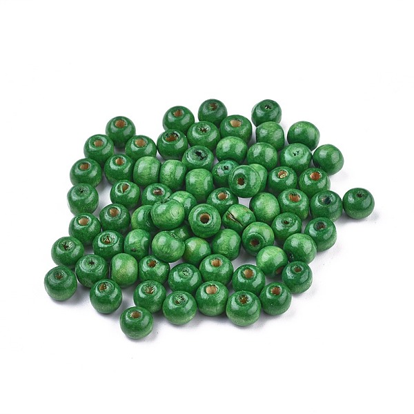 

PandaHall Dyed Natural Wood Beads, Round, Lead Free, Green, 8x7mm, Hole: 3mm, about 6000pcs/1000g Maple Wood Round Green