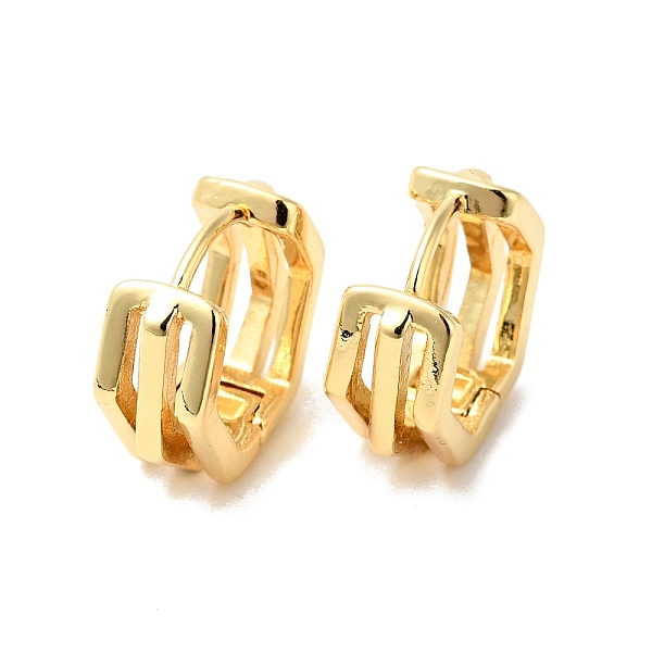 

PandaHall Brass Hexagon Hoop Earrings, Hollow Chunky Earrings for Women, Cadmium Free & Nickel Free & Lead Free, Real 18K Gold Plated...