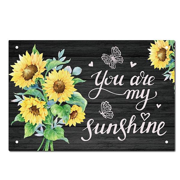 PandaHall Rectangle Vintage Metal Iron Sign Poster, for Home Wall Decoration, Sunflower Pattern, 200x300x0.5mm Iron Flower