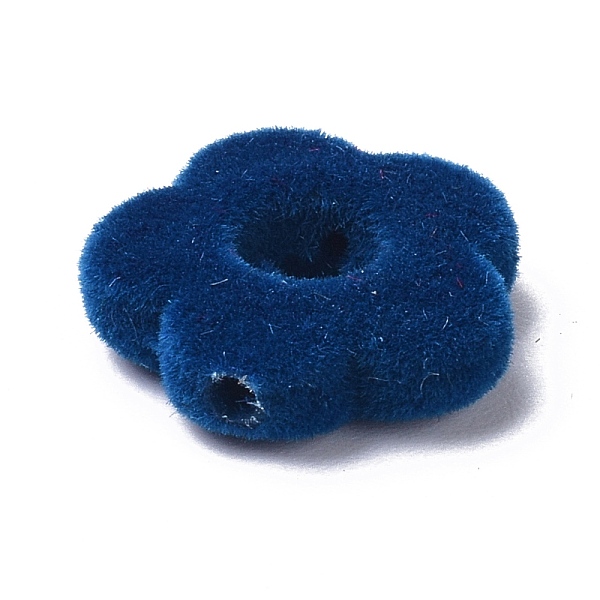 

PandaHall Flocky Resin Beads, with Velet, Flower, Prussian Blue, 14x15x4mm, Hole: 1.4mm Resin Flower